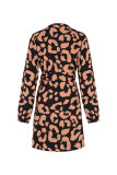 Elegant Geometric Print Lace Up Contrast V Neck Irregular Dresses
