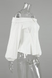 Sexy Solid Color Buttons Off Shoulder Tops