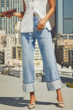 Casual Solid Color Distressed Patchwork Loose Denim Jeans