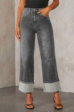 Casual Solid Color Distressed Patchwork Loose Denim Jeans