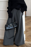 Casual Street Solid Color Patchwork Loose High Waist Wide Leg Solid Color Bottoms(No waist belt)