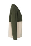 Daily Colorblock Buttons Patchwork Contrast Mandarin Collar Tops