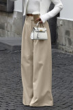 Casual Street Solid Color Patchwork Loose High Waist Wide Leg Solid Color Bottoms(No waist belt)