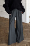 Casual Street Solid Color Patchwork Loose High Waist Wide Leg Solid Color Bottoms(No waist belt)