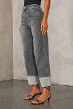 Casual Solid Color Distressed Patchwork Loose Denim Jeans