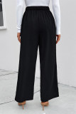 Casual Solid Color Pocket Patchwork Loose High Waist Straight Solid Color Bottoms