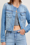 Casual Street Gradient Distressed O Neck Outerwear