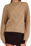 Casual Solid Color Jacquard O Neck Tops