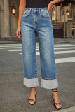Casual Solid Color Distressed Patchwork Loose Denim Jeans