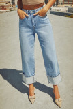 Casual Solid Color Distressed Patchwork Loose Denim Jeans