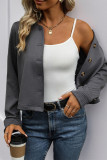 Casual Solid Color Buttons Texture Mandarin Collar Outerwear