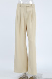 Casual Street Solid Color Patchwork Loose High Waist Wide Leg Solid Color Bottoms(No waist belt)