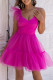 Sexy Solid Color Irregular Mesh V Neck Sling Dresses