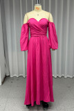 Sexy Solid Color Slit Off Shoulder Evening Dresses