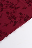 Sexy Flowers Lace Up Patchwork Square Neck Wrapped Skirt Dresses