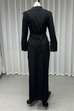 Elegant Solid Color Zipper Turndown Collar Long Sleeve Two Pieces