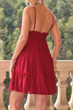 Sexy Solid Color Patchwork Backless V Neck Sling Dresses
