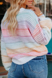 Casual Stripe Patchwork Contrast O Neck Tops