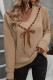 Casual Solid Color Lace Up V Neck Tops