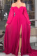 Sexy Solid Color Slit Off Shoulder Evening Dresses