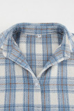 Street Plaid Patchwork Contrast Turndown Collar Tops
