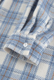 Street Plaid Patchwork Contrast Turndown Collar Tops