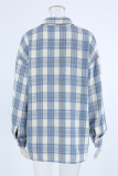 Street Plaid Patchwork Contrast Turndown Collar Tops