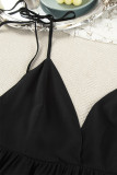 Sexy Solid Color Lace Up Backless V Neck Sling Dresses