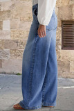 Casual Gradient Distressed High Waist Loose Denim Jeans(No waist belt)
