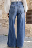 Casual Gradient Distressed High Waist Loose Denim Jeans(No waist belt)