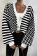 Casual Plaid Buttons Weave Contrast V Neck Outerwear