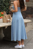 Sexy Street Solid Color Patchwork V Neck Sling Dresses