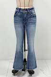 Casual The stars Embroidered Distressed Mid Waist Denim Jeans