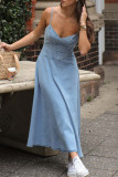 Sexy Street Solid Color Patchwork V Neck Sling Dresses
