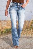 Casual The stars Embroidered Distressed Mid Waist Denim Jeans