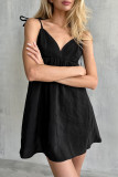 Sexy Solid Color Lace Up Backless V Neck Sling Dresses