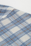 Street Plaid Patchwork Contrast Turndown Collar Tops