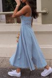 Sexy Street Solid Color Patchwork V Neck Sling Dresses