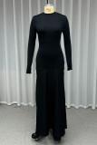 Elegant Solid Color Half A Turtleneck Long Dresses