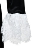 Sexy Solid Color Lace Velvet Square Neck A Line Dresses