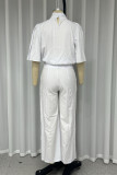 Casual Solid Color Pocket Turtleneck Half Sleeve Two Pieces(No waist belt)