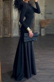 Elegant Solid Color Half A Turtleneck Long Dresses
