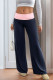 Casual Solid Color Patchwork Contrast Loose High Waist Wide Leg Solid Color Bottoms