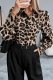Casual Leopard Patchwork Turndown Collar Tops