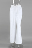 Casual Street Solid Color Pocket Straight High Waist Straight Solid Color Bottoms