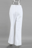 Casual Street Solid Color Pocket Straight High Waist Straight Solid Color Bottoms