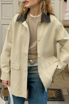Casual Solid Color Pocket Buttons Turndown Collar Outerwear