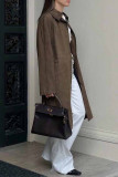 Casual Daily Solid Color Pocket Turndown Collar Outerwear