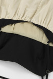 Casual Solid Color Pocket Backless Contrast Square Neck Sling Dresses
