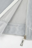 Casual Street Solid Color Pocket Lace Up Turndown Collar Long Sleeve Two Pieces